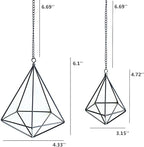 Geometric Air Plant Hangers - 4 Pack Black Metal Tillandsia Display Cages, Hanging Air Plant Holders for Indoor Plants Decor, Air Fern Frame