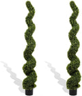 THE BLOOM TIMES 6ft Tall Spiral Topiary Trees Artificial Outdoor Set of 2, Large Faux Boxwood Fake Plants Outside UV Resistant for Front Porch Planter Garden Patio Decor 6 Foot
