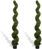 THE BLOOM TIMES 6ft Tall Spiral Topiary Trees Artificial Outdoor Set of 2, Large Faux Boxwood Fake Plants Outside UV Resistant for Front Porch Planter Garden Patio Decor 6 Foot