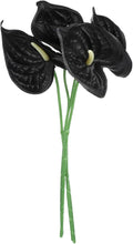 uxcell 4Pcs 11inch Artificial Anthurium Lily Flowers, Permanent Flower Bouquet for Home Arrangements Wedding Festival Decoration Crafts Store Decor Accessories, Black