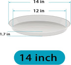 VUWEZ 6 Pack of Plant Saucer 14 Inch (12 Inch Base), 14 Inch Plant Saucer, Plastic Plant Trays for Pots, Plant Saucers for Indoors Round, Planter Tray for Planter 11"/12"/13" (14", White)