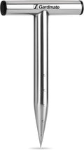 Stainless Steel Hand Dibber with Depth Markings & T-Handle, Rust-Resistant Bulb Planter Tool for Seeds, Seedlings & Bulbs – Ergonomic Design for Garden & Lawn