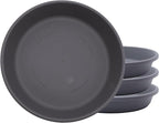 The HC Companies 6 Inch Classic Round Plant Saucer, Lightweight UV-Resistant Plastic Outdoor & Indoor Flower Pot Tray, 4-Pack Plant Pot Trays for Garden & Home Decor, Warm Gray