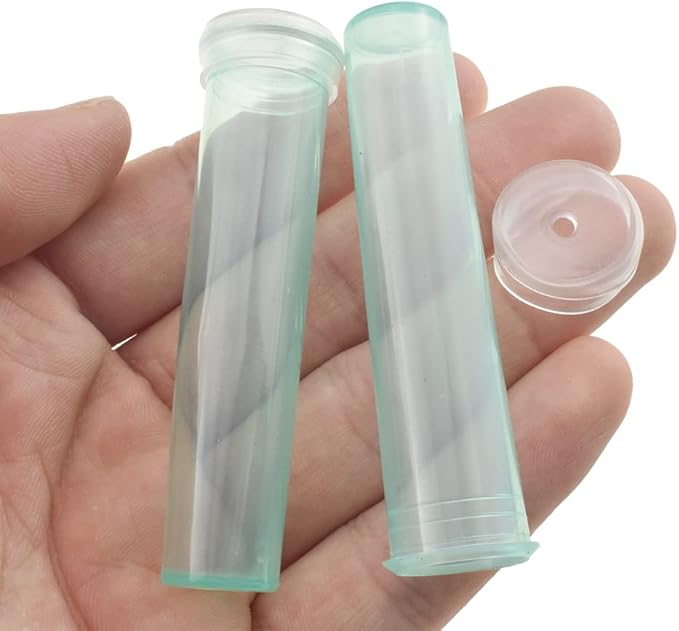 HAHIYO 60PCs 2.8X0.7Inch Transparent Green Plastic Floral Tubes Floral Water Tubes Flower Vials with Silicone Cap for Plants Fresh Flowers Arrangement Decoration Milkweed Cutting Florist Supplies