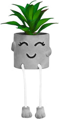Zerzsy Artificialplant Succulents in Cement Pots with Hanging Leg, Kitchen Shelf Decoration,Bathroom Mini Plants Decor, Shelf Decor Accents, Office Wall Decoration - Set of 1