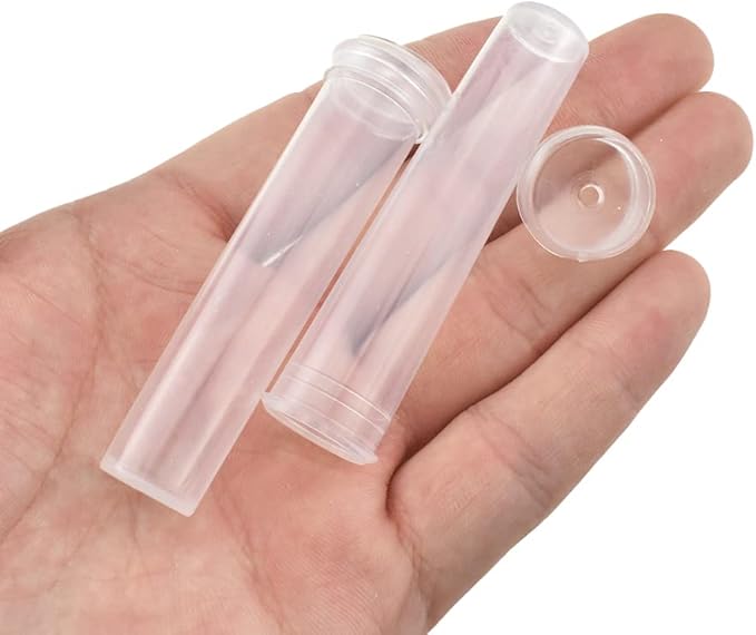 HAHIYO 60PCs 2.8X0.7Inch Transparent Plastic Floral Tubes Floral Water Tubes Flower Vials with Silicone Caps for Plants Fresh Flowers Arrangement Decoration Milkweed Cutting Florist Supplies
