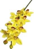 4Pcs Yellow Artificial Orchids Realistic Touch Fake Cymbidium Orchids, 10 Heads Lifelike Flowers for Wedding Centerpieces Home Decor Living Room Bathroom Office Vase Arrangements (yellow)