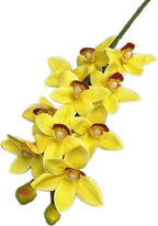4Pcs Yellow Artificial Orchids Realistic Touch Fake Cymbidium Orchids, 10 Heads Lifelike Flowers for Wedding Centerpieces Home Decor Living Room Bathroom Office Vase Arrangements (yellow)