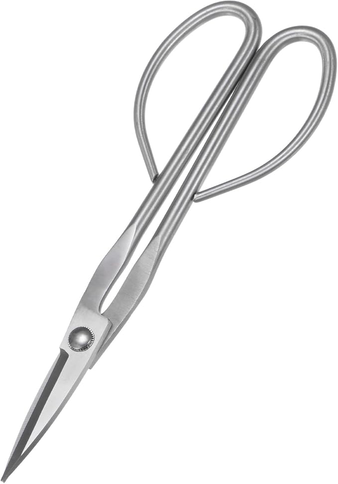 M METERXITY Bonsai Tool - 8.3 Inch Stainless Steel Bonsai Scissor, Bonsai Tree Plants Modeling Tools, Applying to Grow Room/Trimming Plants/Pruning Shears (210mm, Silver)
