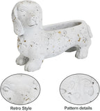 Vintage Cement Animal Planter Pots,Cement Succulent Planter,Indoor & Outdoor Garden Decor Rustic Shabby Flower Plants for Home,Patio,Balcony(White Dog)