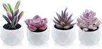 Tiita Purple Artificial Faux Succulents in Pots, Mini Purple Fake Plants for Women Desk, Small Realistic Faux Succulents for Home Office Accessories Window Sill Bathroom Bedroom 4 Set