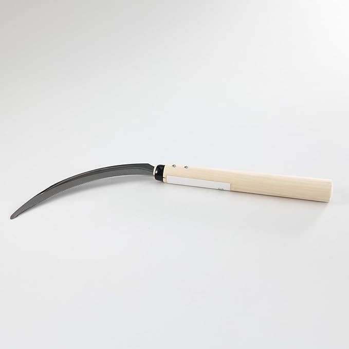 Wazakura Japanese Sickle with Saw-Tooth Blade - Hand Weeding Sickle for Grass, Weeds & Perennials - Sharp Garden Knife for Cutting & Harvesting, Made in Japan