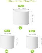 Large Plant Pots Set of 3 – 8", 9", 10" Indoor Flower Pots with Drainage Holes and Saucers, Big Planters for Monstera, Fiddle Leaf Fig, Snake Plant – 5 Colors