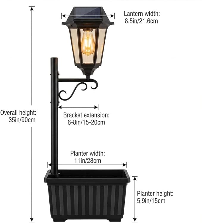 2-in-1 Solar Lamp Post with Planter, Illuminate Your Garden: Solar Post Light with Integrated Planter Box, Waterproof Outdoor Garden Solar Flower Pot Lamp for Lawn, Patio, Porch, Yard Decor (1pc)