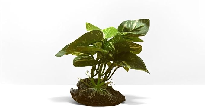 JGbaby Artificial Aquarium Plants,Fish Tank Decorations Betta Leaf Hammock 4in Realistic Silk & Plastic Plants, Hideout Decor for Betta. Goldfish,Reptiles,Small Tanks (Green Type-D)