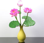 2Pcs Artificial Lotus Flower Decor, 12.5inch 7 Head Water Lilies, Outdoor Pond Plants, Silk Artificial Flower Lotus, Household Living Room and Dining Table Decoration (Pink)