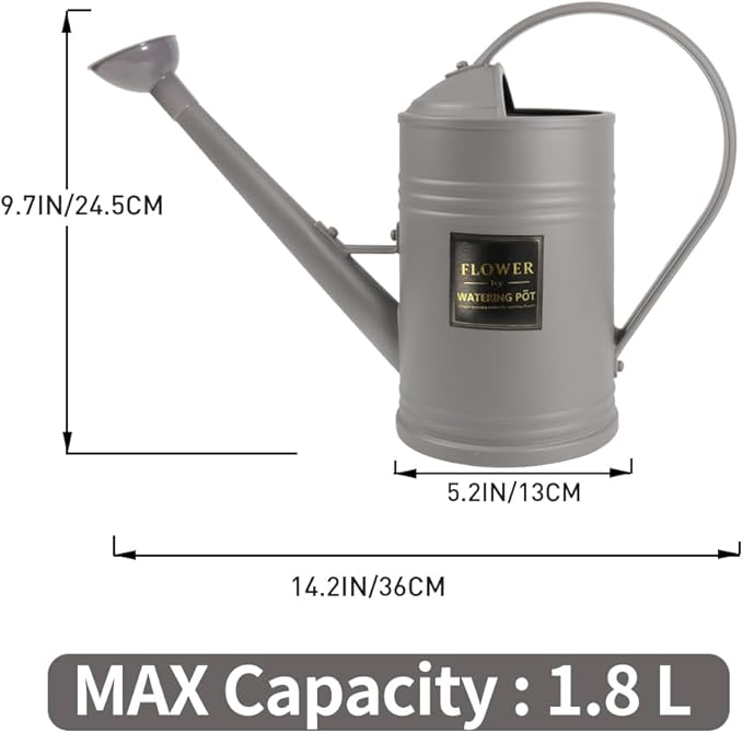 0.5 Gallon Small Watering Can for Outdoor Indoor Plants for House Plants, 12 oz Glass Plant Mister Spray Bottle for Bonsai Garden Flowers (Grey)