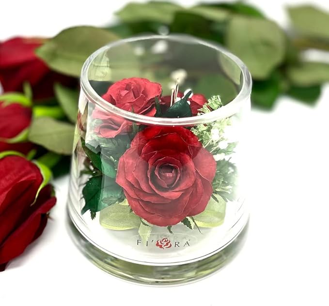 Fiora Flower | Long Lasting Real Roses in a Sealed Vase | Lasts up to 5 Years | Unique Present Gift