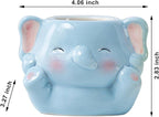 DIYOMR Cute Animals Planter, Mini Ceramic Cartoon Animal Shaped Succulent Flower Pot Indoor Air Plants Holder, Smooth Shiny Decorative Flower Cactus Planter - Plants Not Included (Baby Elephant)