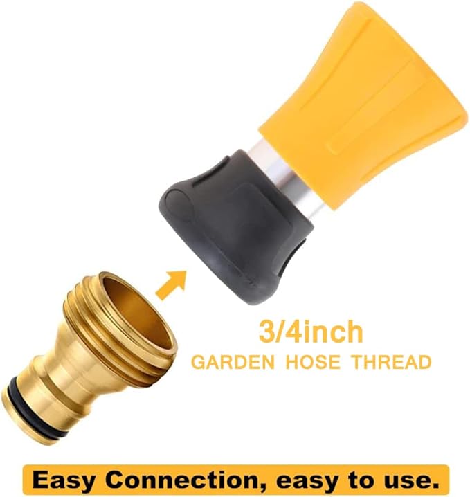 Fireman Hose Nozzle, Yellow Garden Hose Nozzle, High Pressure Sprayer Nozzle for Car Washing, Patio Cleaning, Watering Lawn and Garden, Universal Fit Garden Hoses