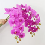 2 Pcs Orchid Stems 38" Artificial Flowers Real Touch Latex Faux Phalaenopsis Branches White Artificial Flowers for Wedding Party Home Garden Decor (Purple, 38“)