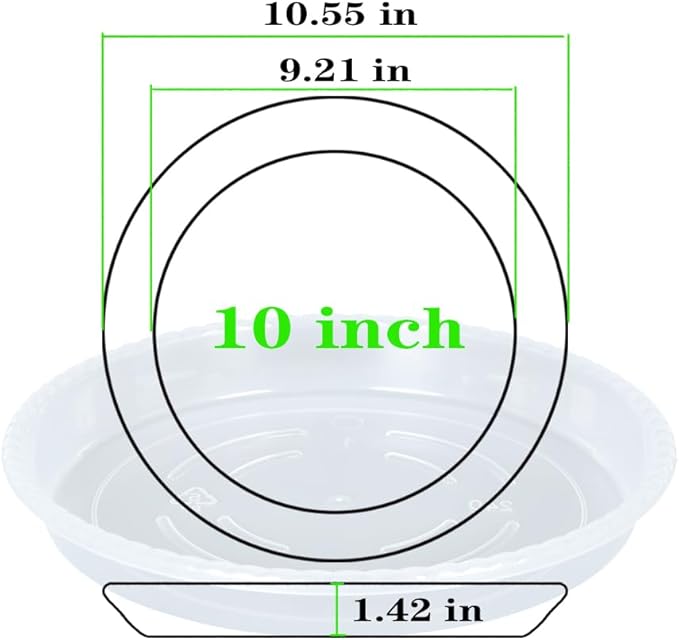 OVZILKI Plant Saucer 2 Pack of 10 inch, Clear Plastic Flower Plant Pot Saucer, Heavy Duty Plant Drip Trays Saucers for Indoor, Plant Water Tray for Planters
