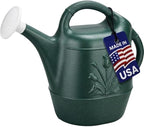 PMU 2 Gallon Watering Can - Garden Watering Can for Indoor & Outdoor Plants - Plastic Water Can with Detachable Sprinkler Head - Large Water Pot, Made in USA - Hunter Green Pkg/1