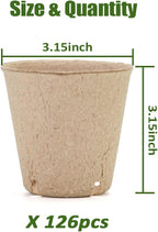 YESIACE Peat Pot, 126 Packs 3.15 Inch Seed Starting Pots with Drainage Holes Round Nursery Pot, Biodegradable Round Plant Seed Starter Peat Pots Germination Seedling Trays