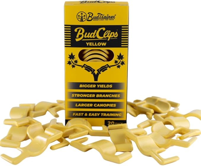 BudClips for Optimal Plant Growth | Universal Size LST Clips | Durable Plant Support Clips to Bend or Interlock Stems for Abundant Harvest | Gardening at Any Growth Stage (Yellow, 20pk)