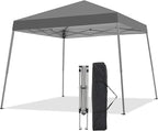 Canopy Tent, 10X10 FT Pop Up Canopy Outdoor Instant Tent Slant Legs with Carrying Bag, Portable Gazebo Shelter for Patio Deck Garden and Beach - 8X8 FT Canopy Cover (Dark Grey)