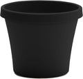 Bloem Terra 8" Diameter Round Black Resin Planter Pot with Drainage Holes for Indoor and Outdoor Gardening