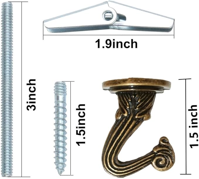 6 Sets White Ceiling Hooks for Hanging Plant, Heavy Duty Swag Toggle Hooks with Hardware