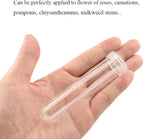 HAHIYO 25PCs 3.5X1Inch Transparent Plastic Floral Tubes Floral Water Tubes Flower Vials with Silicone Cap for Plants Fresh Flowers Arrangement Decoration Milkweed Cutting Florist Supplies