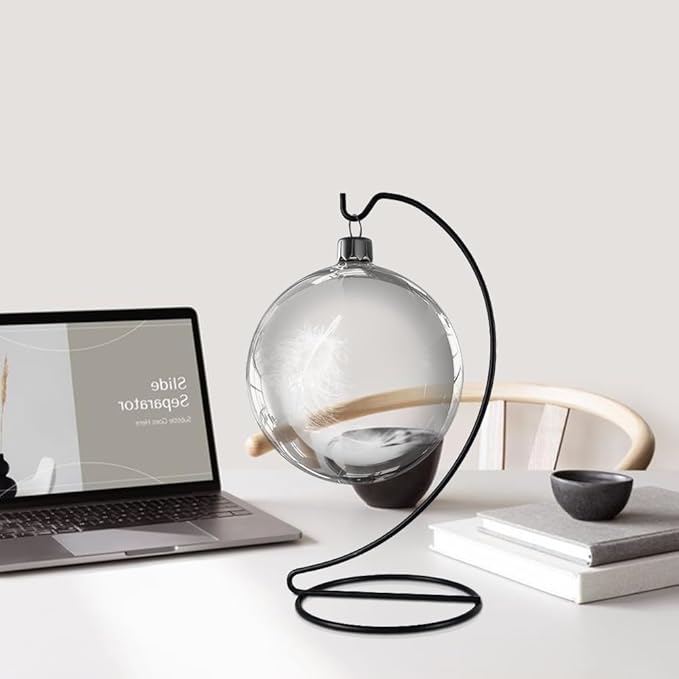 9 Inch Black Ornament Display Stand, Metal Ornament Hanger Stand for Hanging Glass Globe(5inch), Air Plant Terrarium, Witch Ball, Christmas Ornament and Home Wedding Decoration (1, 9x4 Black)
