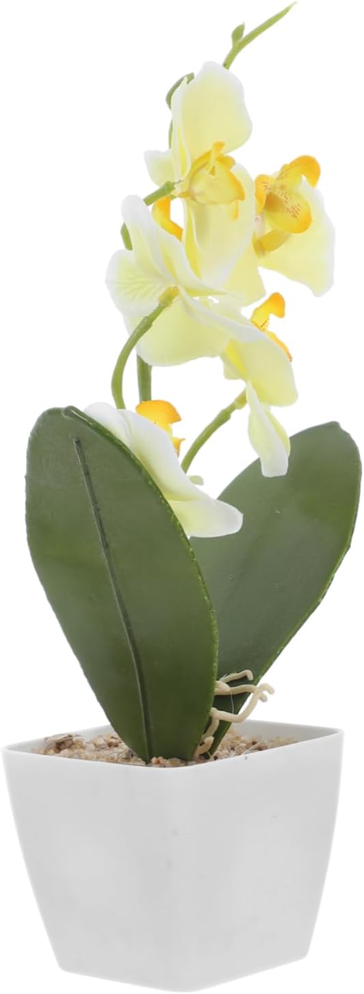 Faux Orchid Flowers for Home Real Touch Artificial Orchid Plants in Pot Low Maintenance Centerpiece for Office and Living Room Elegant Table Arrangement