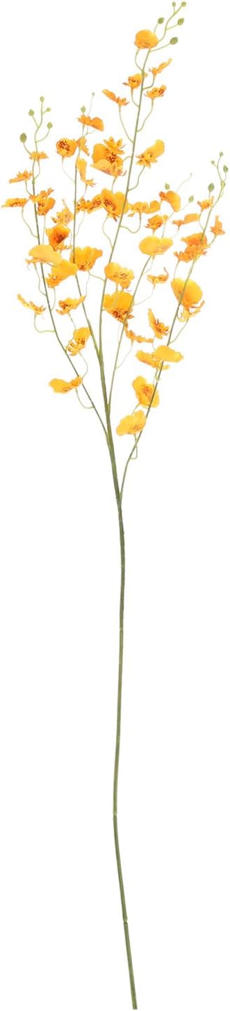 Uonlytech Artificial Oncidium Orchid Fake Flower Stem Orange Silk Simulation DIY Home Vase Decoration for Living Room Table Party Festive Adornment