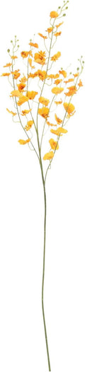 Uonlytech Artificial Oncidium Orchid Fake Flower Stem Orange Silk Simulation DIY Home Vase Decoration for Living Room Table Party Festive Adornment