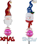 Christmas Solar Garden Stake Lights,2 Pack Snowman＆Santa Claus Xmas Pathways Lights,Solar Christmas Decorations for Outside Lawn Patio Landscape
