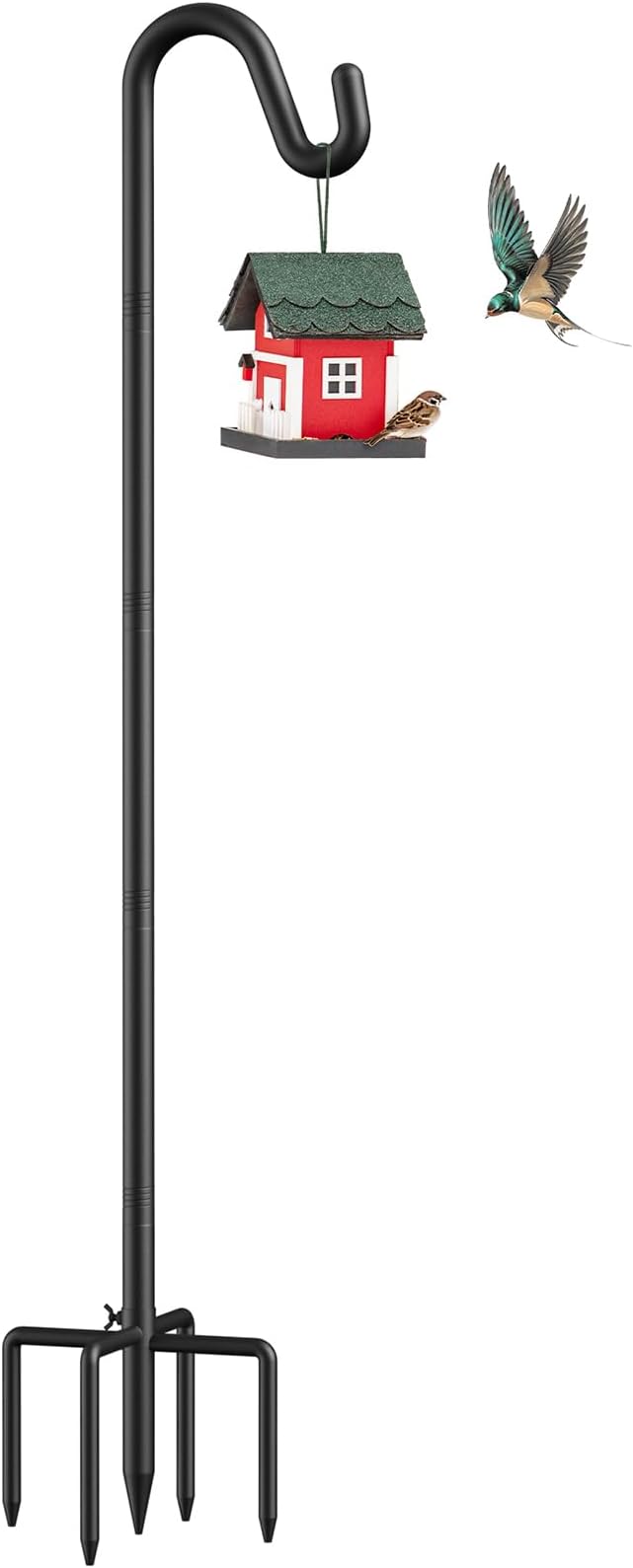 76" Shepherds Hooks for Outdoor, Adjustable Bird Feeder Pole with 5 Prong Base, Heavy Duty Bird Feeder Pole for Hanging Bird Feeders, Plant, Wind Chimes, and Garden Decorations