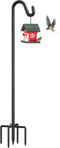 76" Shepherds Hooks for Outdoor, Adjustable Bird Feeder Pole with 5 Prong Base, Heavy Duty Bird Feeder Pole for Hanging Bird Feeders, Plant, Wind Chimes, and Garden Decorations
