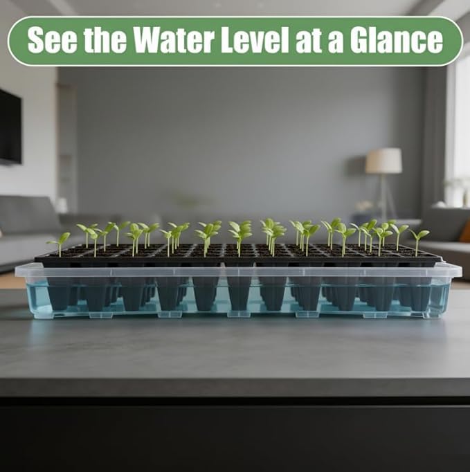 RooTrimmer 1020 Nursery Pot Trays 5 Pack, Transparent Plastic Flat Seed Starter Tray, Durable Square Seedling Starting Tray for Holding and Carrying Plant Pots (Clear)