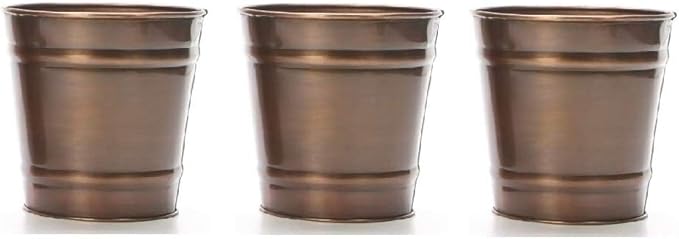 Hosley Set of 3 Antique Bronze Vases/French Buckets - 5" Dia x 5" H. Ideal Gift for Wedding, Home and for Dried Floral Arrangements, Spa and Aromatherapy Settings O4