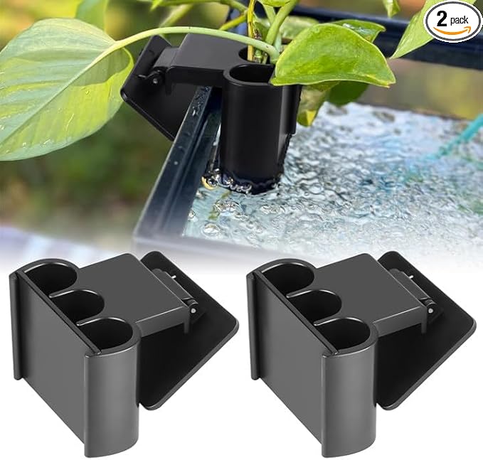 2 Pack Hanging Aquarium Plant Holder – 3 Holes Aquatic Plant Cups, Fish Tank Holder for Aquatic Plants, Ideal for Aquarium Tank Decoration(Black)
