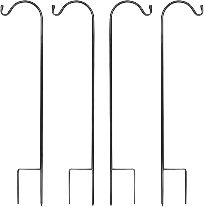 Urban Deco 4PK Heavy Duty Shepherds Hook, 37' Inch Tall Adjustable Height Shepards Hooks for Outdoor, Plant Hangers Garden Stakes, Plant Hooks Pole for Wedding, Garden, Outdoor