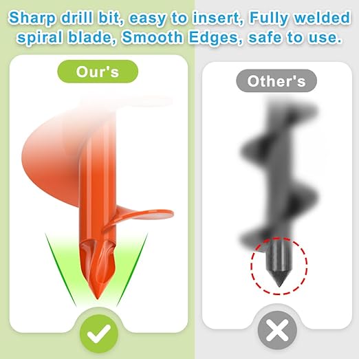 Dolibest 4 x32 Auger Drill Bit for Planting, Steel Garden Auger for Post Hole Digger, Bulb Planter Tool for Beach Umbrella, Mailbox, Fence Post Holes Digger - Fits 3/8" Hex Drill