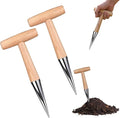 Hand Dibber Seed Dibber, Hand Dibber Garden Tool Bulb Planter Tool with Wooden Handle, Seed Planting Tool Plant Hole Digger for Garden Seeds Bulbs Flowers Tulips Daffodils Vegetables (2pcs)