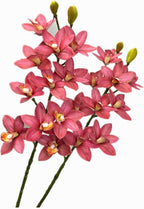 4pcs Artificial Cymbidium Orchid Flower Plant 3D Print Vanda 10 Heads Latex Phalaenopsis Flower (deep Pink)