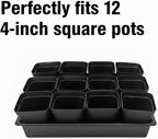 RooTrimmer Seed Starter Tray, 10 Packs Plant Tray, Durable Plastic Growing Trays, Stackable Seedling Starter Trays Perfect for Indoor, Outdoor, Greenhouses, 16.5" L x 13.2" W x 2.8" H - Black