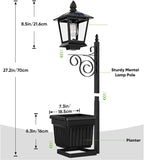 2-in-1 Outdoor Solar Lamp Post Light with Planter: Illuminate & Decorate Your Garden, 2-in-1 Solar Lamp Post with Planter, Solar Post Light with Planter, for Patio, Front/Back Door Decor (1 Set)