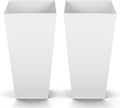 VEVOR 26 Inch Tall Planter Set of 2, Outdoor Large Tall Planters for Outdoor Indoor Plants, White Tapered Planter for Front Porch, Patio, Garden, Plant Container Flower Pots with Built-in Drainage